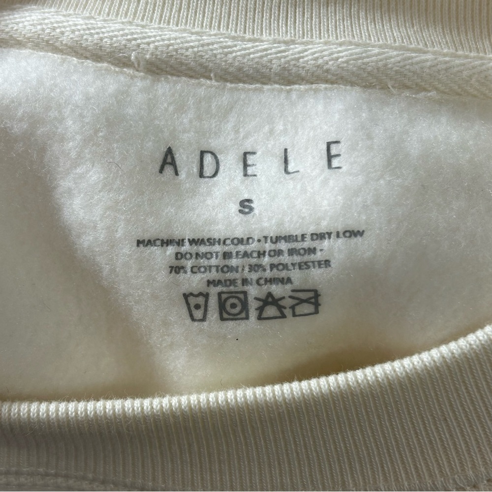 Adele Sweatshirt Women's Cream Hello It's Me Embroidered Concert Size Small - Picture 4 of 8
